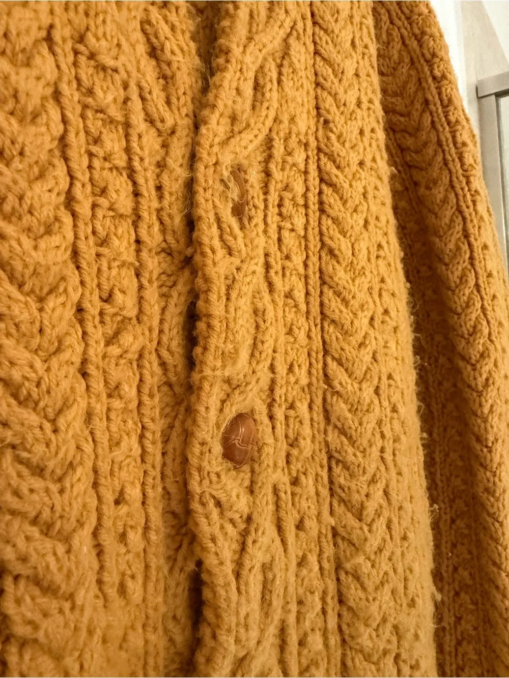 Men's Chunky Cable Knit Cardigan Sweater - Mustard